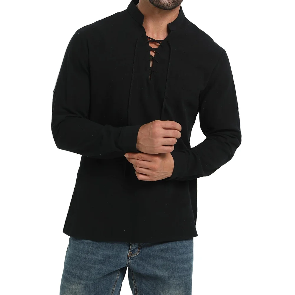 Spring Autumn Men's Pirate Shi - đánh giá và giá Medieval Gothic Lace Up Pirate Shirt