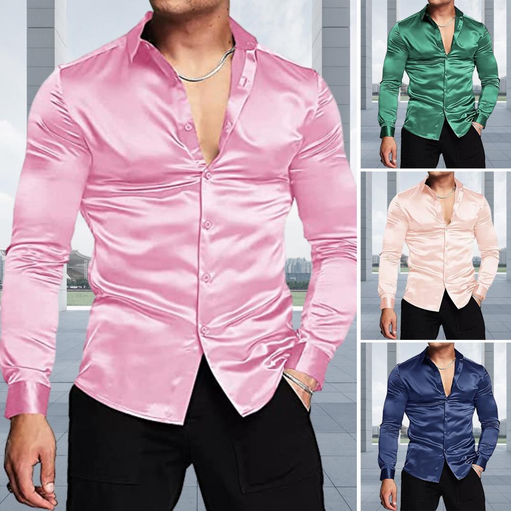 Pink Silk Satin Luxury Dress S - đánh giá và giá Mens Satin Silk Dress Shirt