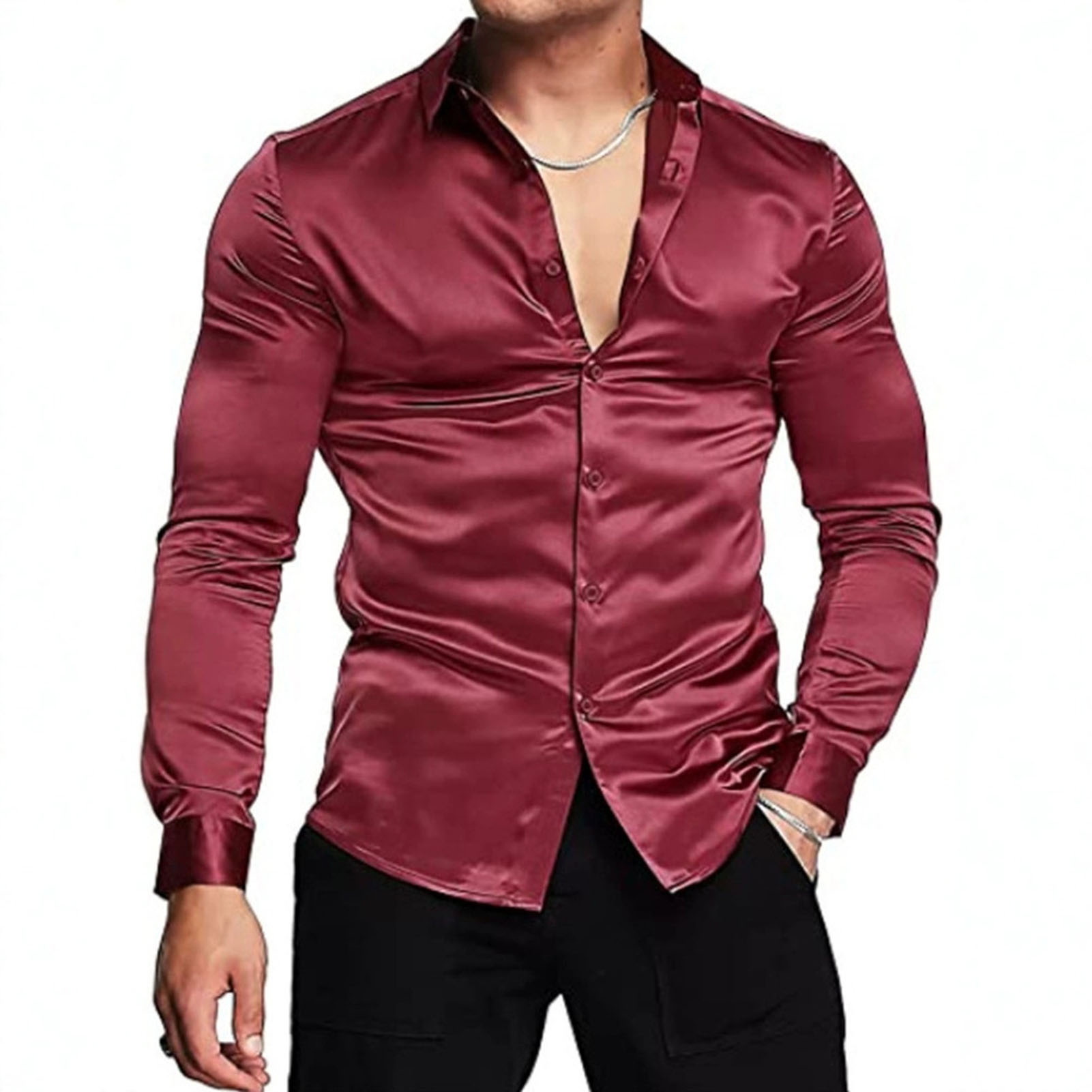 Pink Silk Satin Luxury Dress S - đánh giá và giá Mens Satin Silk Dress Shirt
